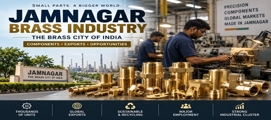 Jamnagar's brass industry produces precision components for industries and global markets. Jamnagar brass industry with brass components and manufacturing factory